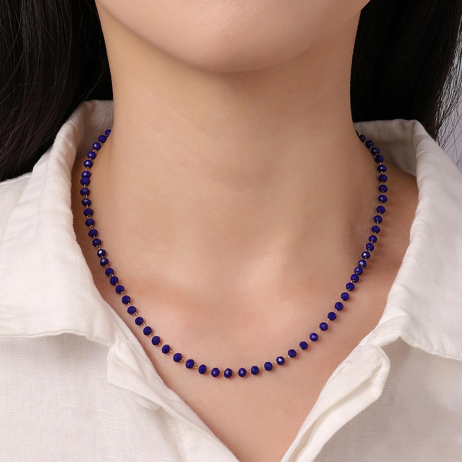 Beaded Choker Necklaces for Women 18k Gold Plated Dainty Gold Choker Necklaces for Women - Image 3