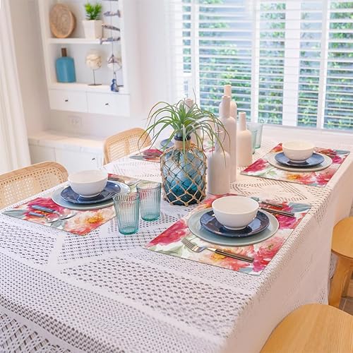 Miniatura 8 de Romantic Funny Texture Placemats Set of 4 Table Mats Washable Placemat Waterproof Place Mats for Party Home Dining Table Decor 18x12 in
