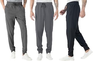 TEXFIT 3-Pack Men's Athletic Terry Jogging Pants with Closed Bottom Cuffs, Side Pockets (3pcs Set)