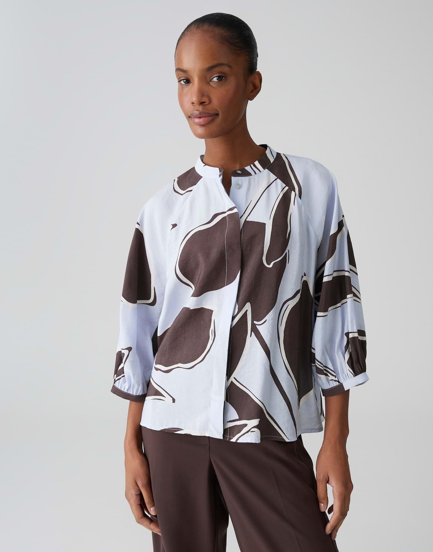OPUS Damen Dreiviertelarmbluse | Feine Printbluse Loose Fit