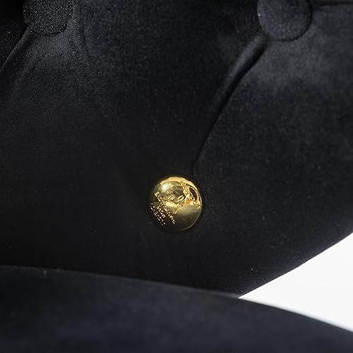 Miniatura 7 de Juego de 2 taburetes de bar, cojín grueso de terciopelo, con ribete de anillo y botón giratorio trasero, con una altura fija de 360 grados, Negro