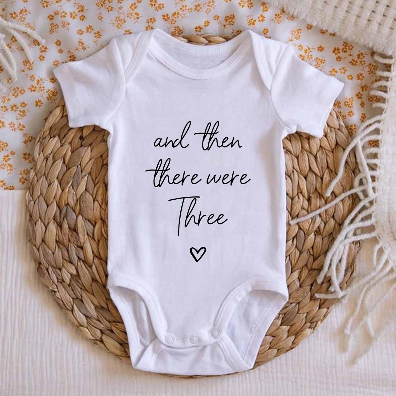 And Then There Were Three Bodysuit for Baby Pregnancy Announcement Bodysuit for Grandparents Unisex Infant
