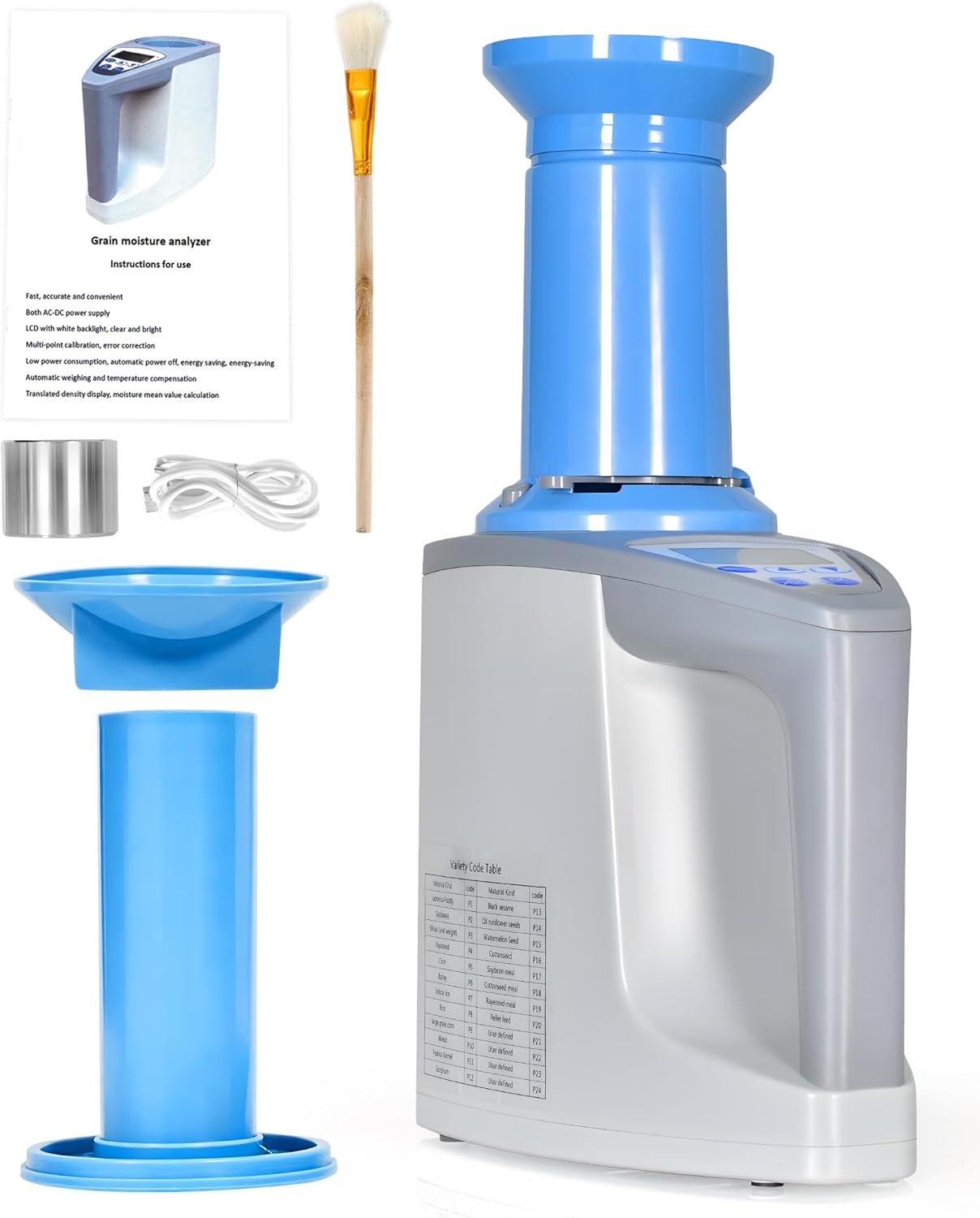 Digital Grain Moisture Meter, Accurate Moisture Testing for Wheat, Corn, Rice for 24 Kinds of Grains, Quick Reading with LCD Display, Multi-point calibration & error correction for Agricultural Use