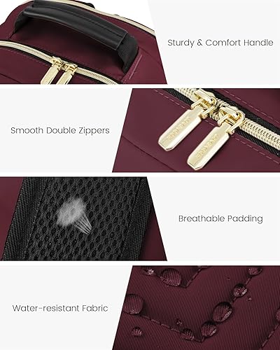 Miniatura 9 de Lovevook - Mochila acolchada para laptop, bolsa de trabajo para computadora, bolsa para mujer con estilo para libros - 15.6 pulgadas, vino