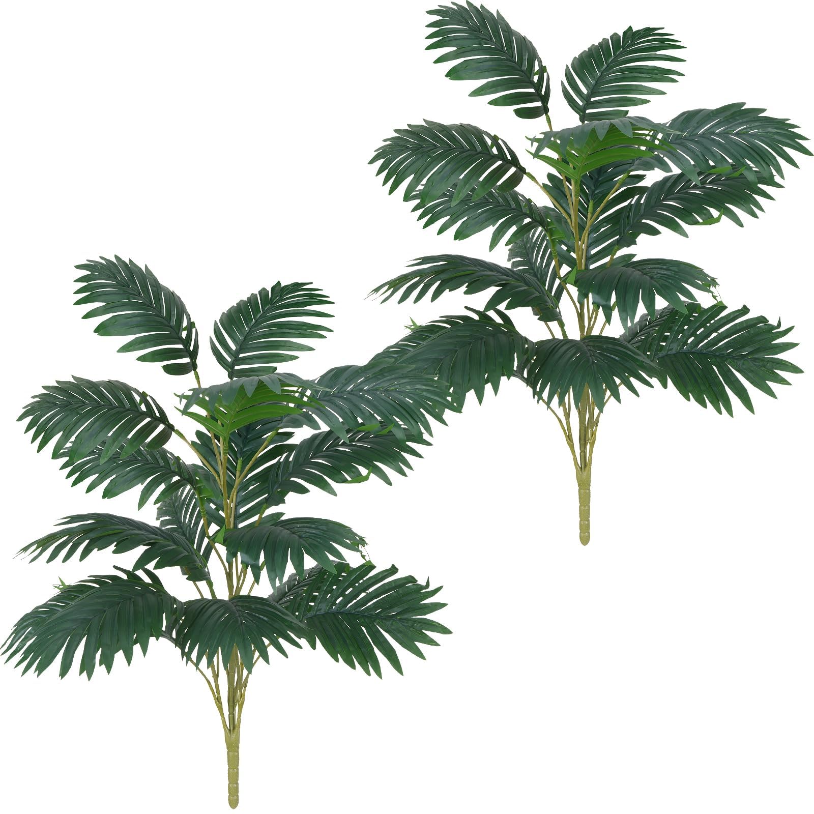 Fairblo 2Pcs Artificial Plants Indoor 75cm Large Artificial Palm Leaves Realistic Fake Tropical Palm Tree Tall Faux Plastic Plants for Outdoor Wedding Party Jungle Beach Garden Hawaiian Home Decor