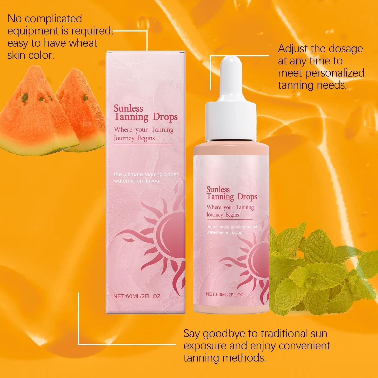 Sunless Bronzing Drops do picia do twarzy - Słoneczny odcień i naturalny kolor, samoopalacz (1 sztuka)