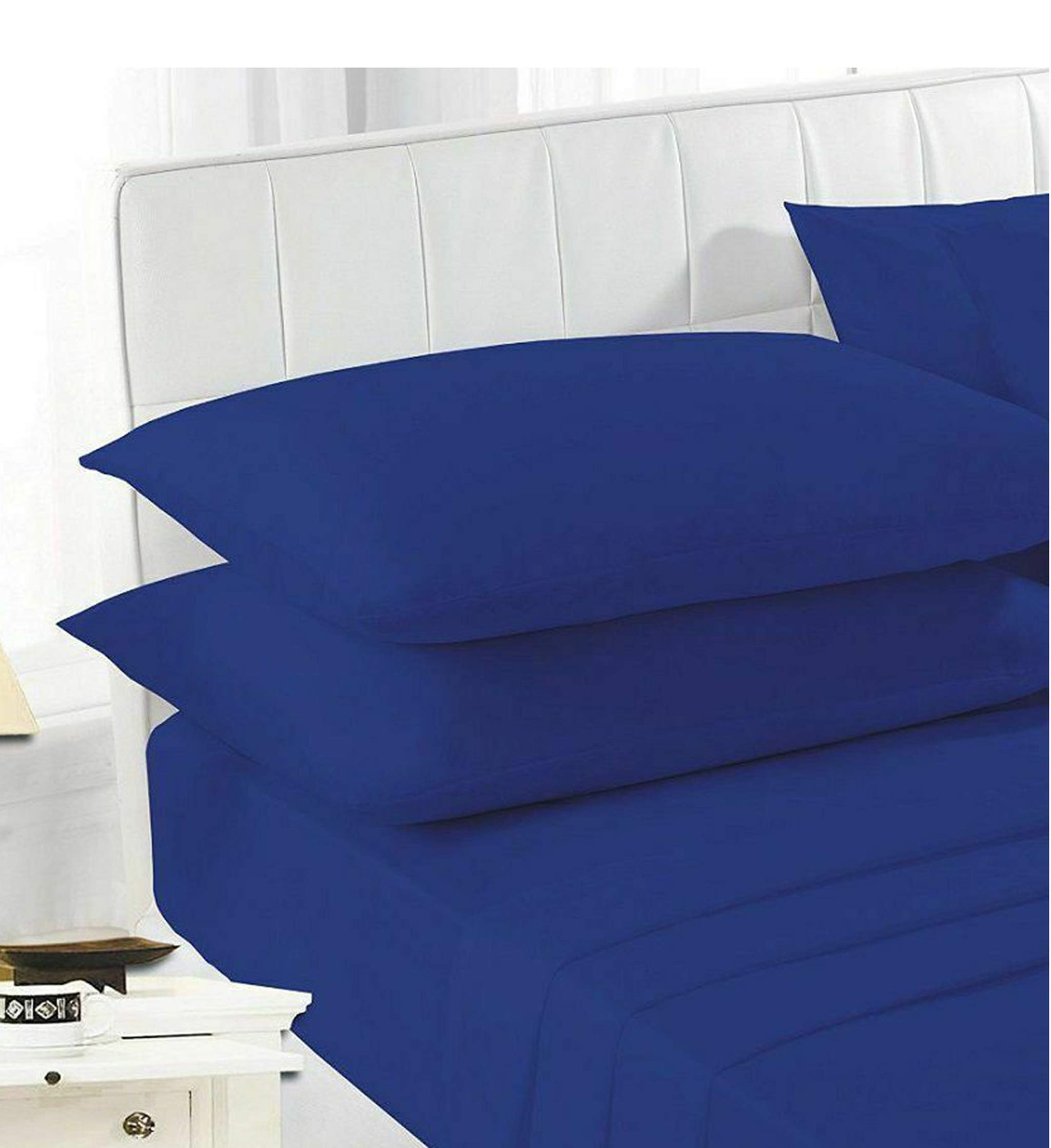 COTONWIZERoyal Blue Non Iron Poly Cotton Super Soft Cotton Pair of Pillowcases 100% PolyCotton Housewife Pillow Cases, 50 x 75CM Pack of 2, Standard Pillowcases 2 Pack (Royal blue Pillow Cases)