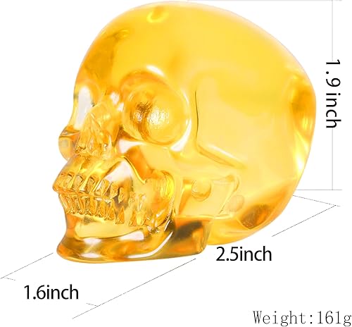 Miniatura 9 de Estatua decorativa de calavera de cristal de obsidiana negra de Halloween de 2.5 pulgadas, estatua de piedra curativa tallada a mano, escultura de