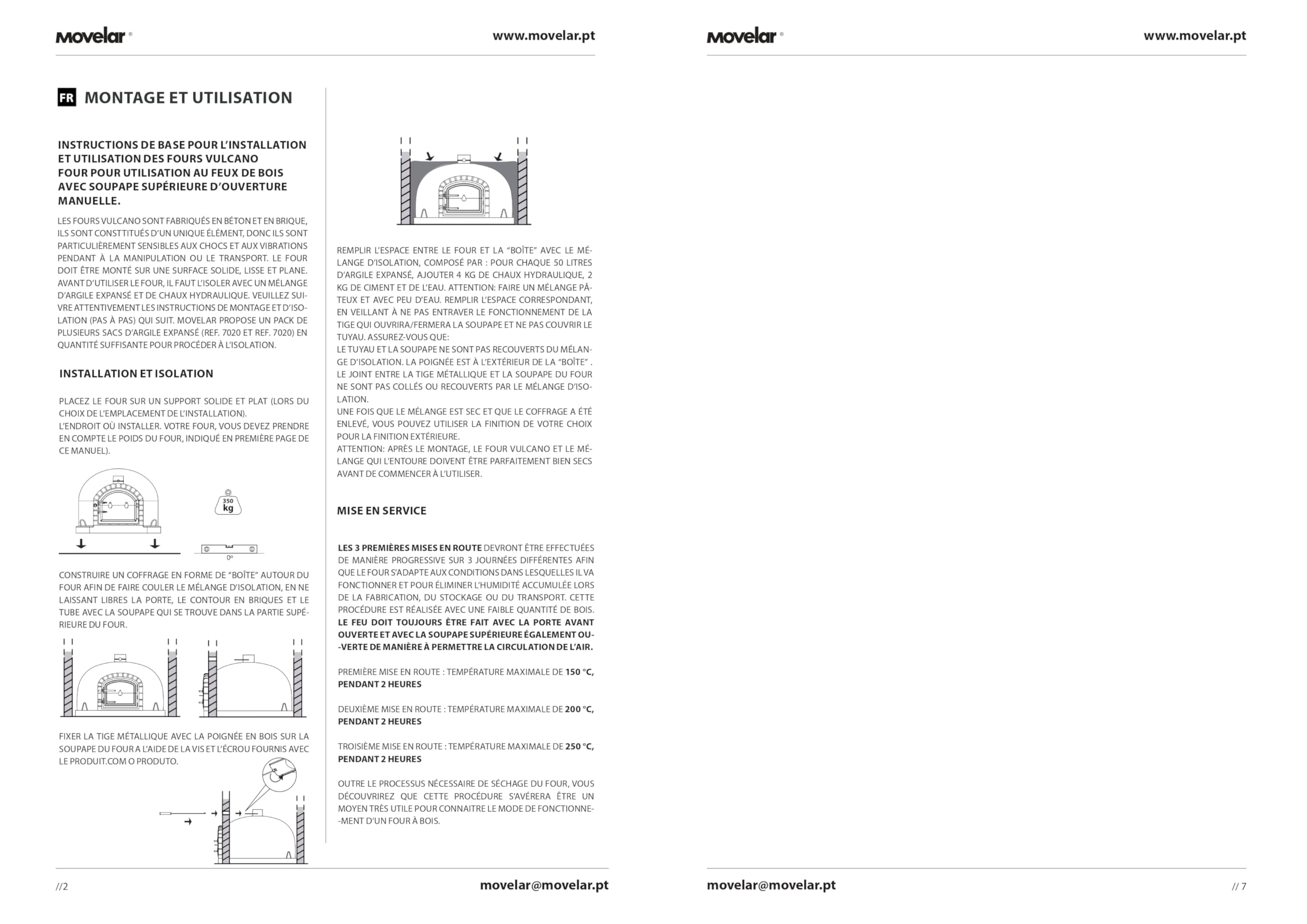 MOVELAR - Four à Bois Extérieur VULCANO (Blanc - 100 x 100 x 80 cm) - Four traditionnel extérieur, non isolé, béton réfractaire, cuisson feu bois, idéal terrasse et jardin