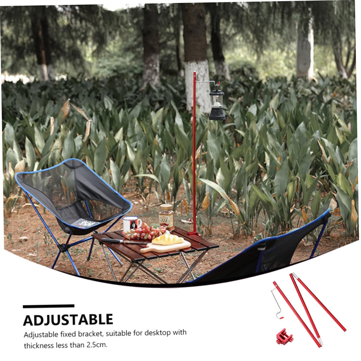 Mikikit Aluminum Camping Lamp Pole for Table Folding Design Stable for Outdoor Use