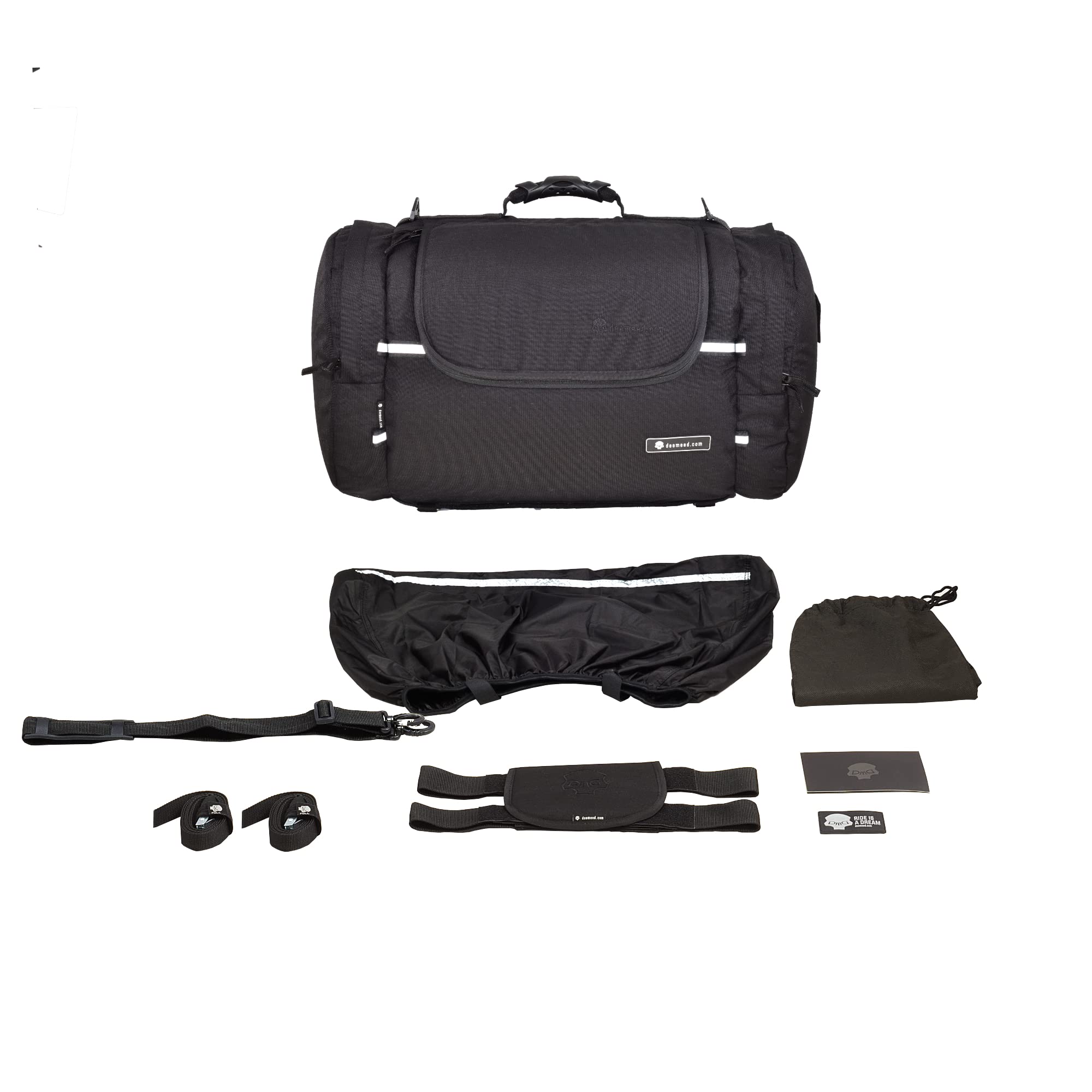 Motorrad Hecktasche, rollenförmig, aus wasserdichtem Cordura, 51 Liter Fassungsvermögen + zusätzliche Regenhülle inklusive (Cordura, L (51 L))