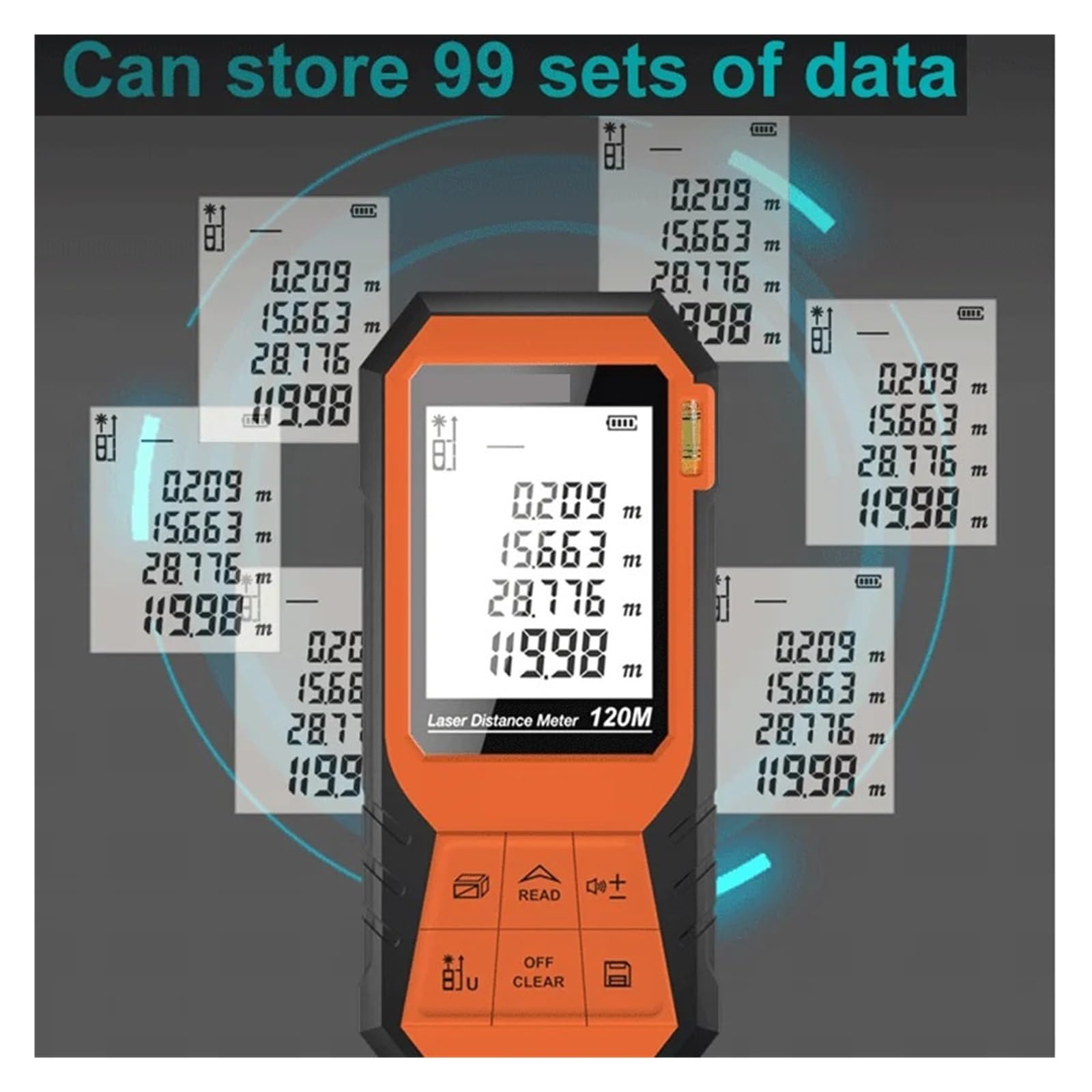 Telémetro Láser Duradero De 50 M con Pantalla Grande. Medidor Distancia Mide, Área Y Volumen Precisión Flexibilidad Medición
