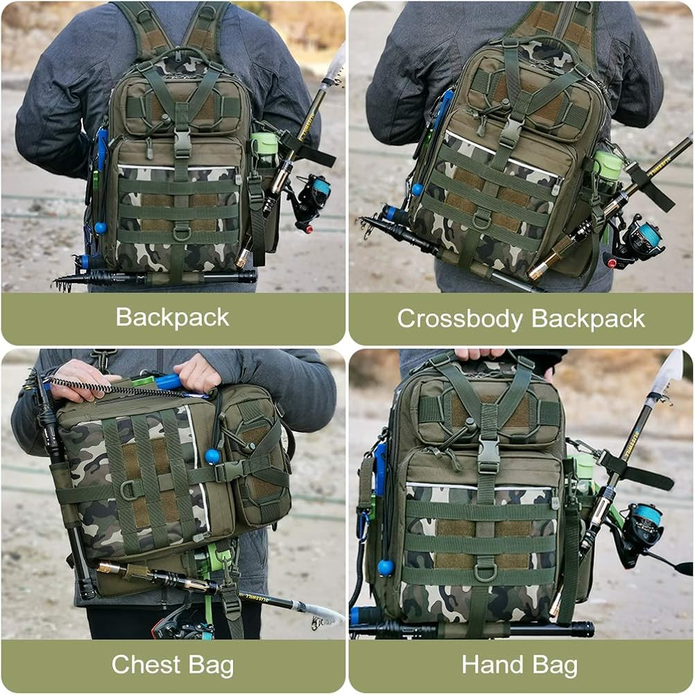 BLISSWILL Fishing Backpack with Rod Holder Fishing Tackle Bag Fishing Gear Bag : Sports & Outdoors