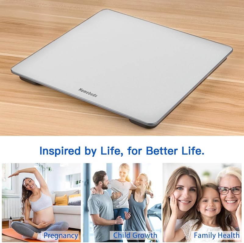 Homebuds Digitális Fürdőszobai Mérleg LED Kijelzővel - 182kg Teherbírás, Ezüst Dizájn, Automatikus Be/Ki, 0,05kg Pontosság, 3 AAA Elemmel