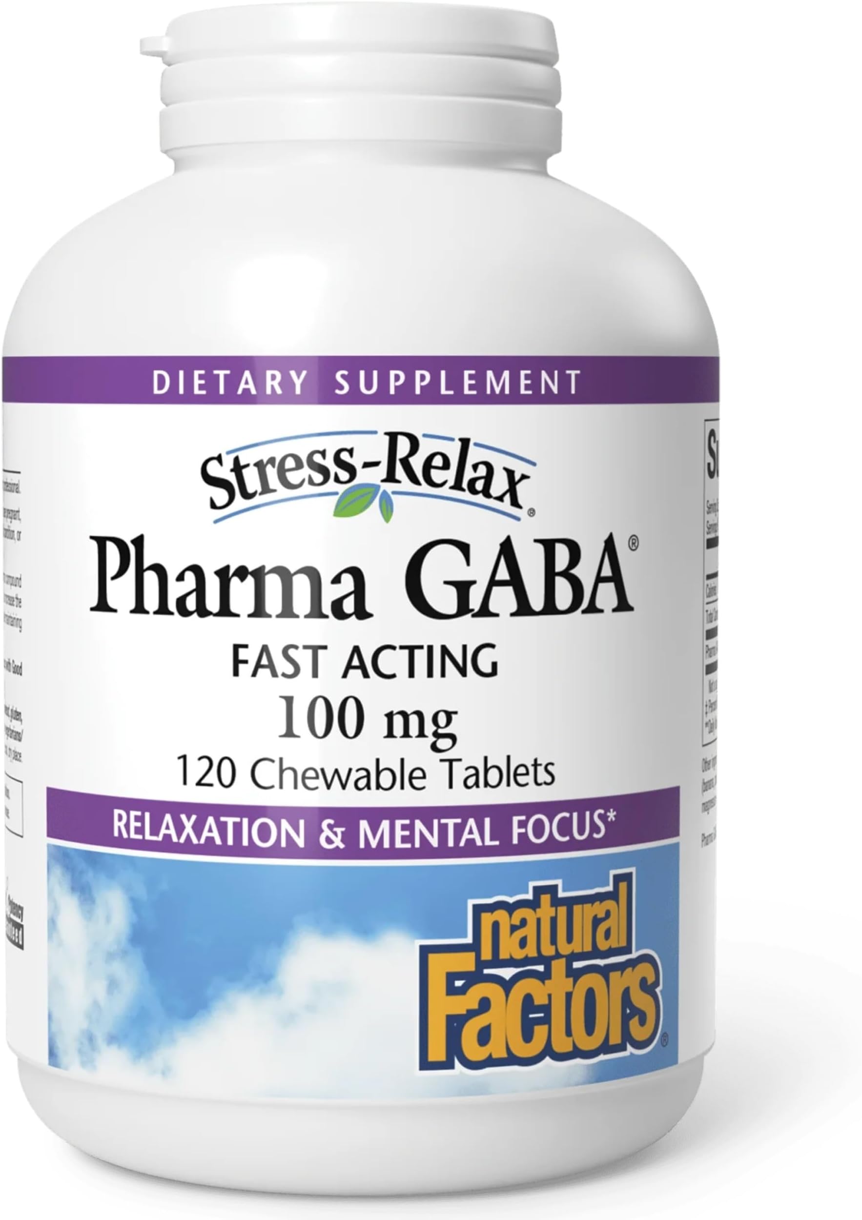 - Natural Factors Pharma GABA - Dietary Supplement Supports Calm Sleep & Sleep Quality - Natural, Fast-Working Supplement Aids Focus & Brain Health - 120 Chewable Tablets (60 Servings)