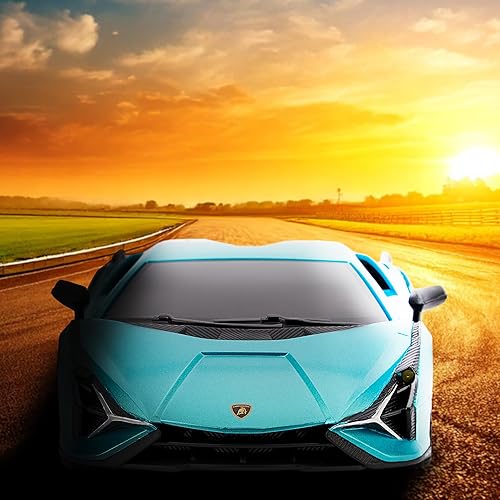 Miniatura 6 de Escala 124 con licencia oficial RC Lamborghini Sián FKP 37, Blue Lambo Sport Racing Hobby Toy Car Modelo de vehículo para niños niñas y adultos