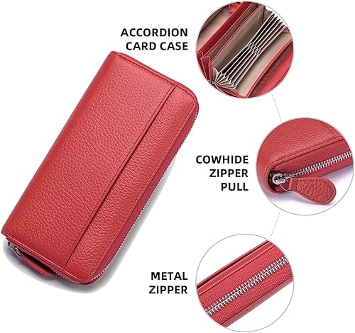 Miniatura 4 de RFID Blocking Womens Zipper Wallet Leather Large Capacity Billfold Clutch Zip Around Wallets for Women