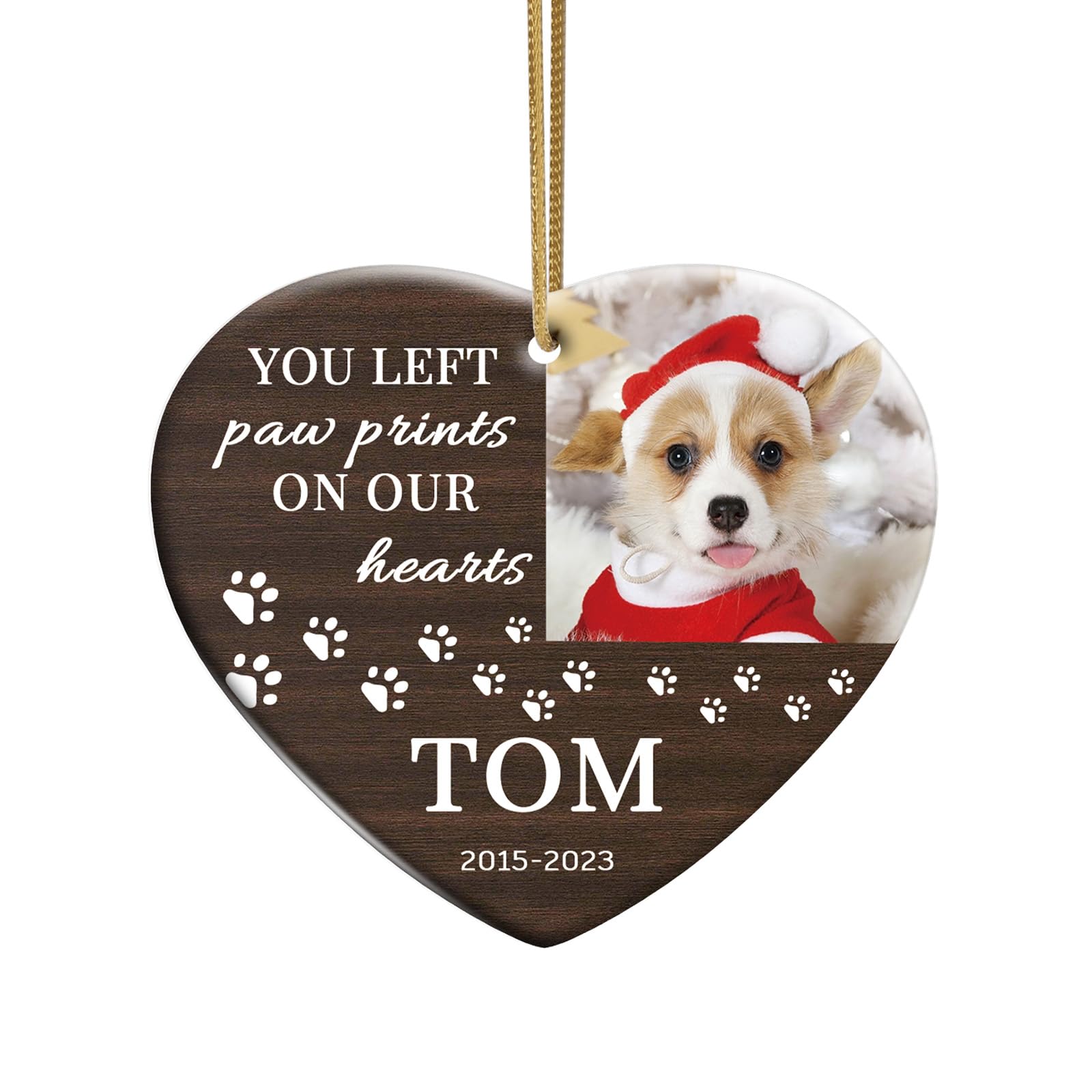 Bemaystar Personalised Dog Memorial Christmas Bauble - Ceramic Pet Memorial Christmas Ornaments, Photo Dog Memorial Gifts, in Memory of Pet Sympathy Gifts for Loss of Dog Cat Pet Decorations — image 1