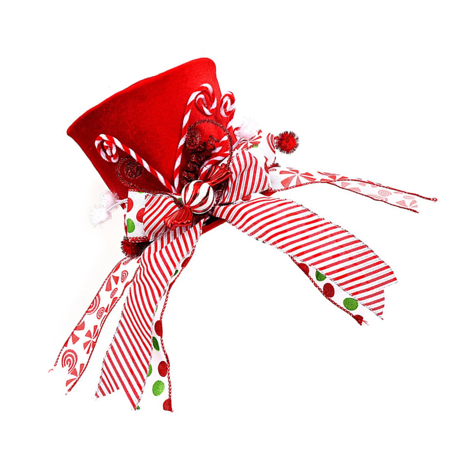 Jazuaiao Christmas Tree Top Decoration Folding Christmas Tree Hat with Big Bowknot Embellishment for Holiday Decorations Toppers