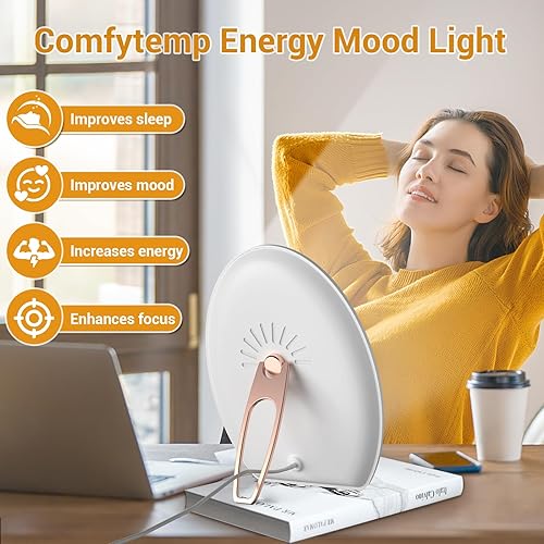 Miniatura 3 de Comfytemp Lámpara de terapia de luz, lámpara de terapia de luz de espectro completo de 10,000 lux, 4 brillo de luz ajustable, temperatura de color y