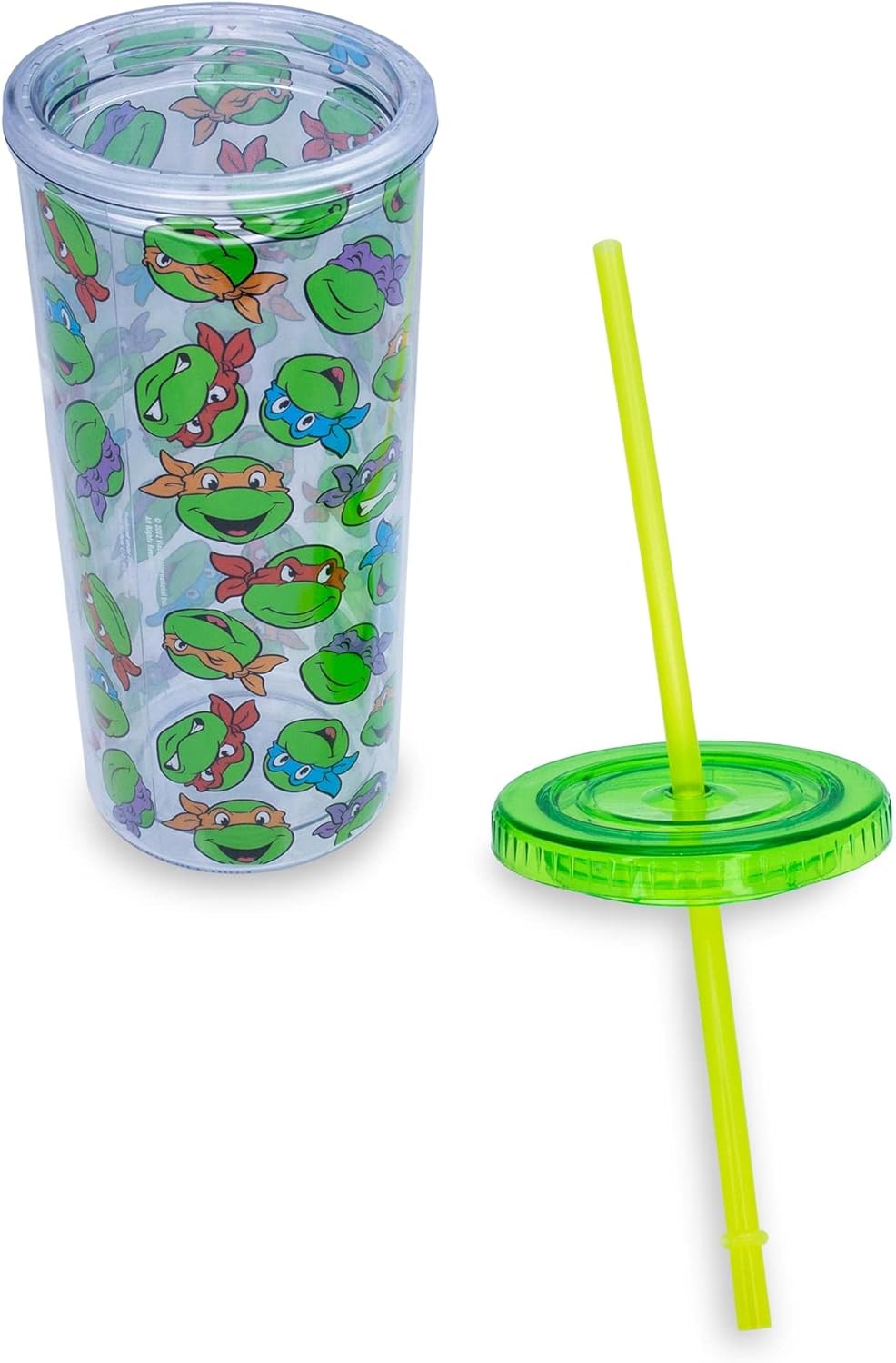 Silver Buffalo Teenage Mutant Ninja Turtles Allover Faces Carnival Cup Tumbler With Reusable Straw and Leak-Resistant Lid | Holds 20 Ounces - Image 2