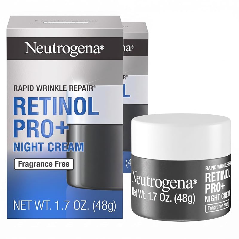 Neutrogena Retinol Pro+ Creme Hidratante Noturno para Rosto e Pescoço, sem fragrância, parabenos, corantes e ftalatos, Retinol, 50 mL, Pacote com 2