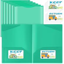 Henoyso 24 Pack Take Home Folders with Clear Front Pocket, Green