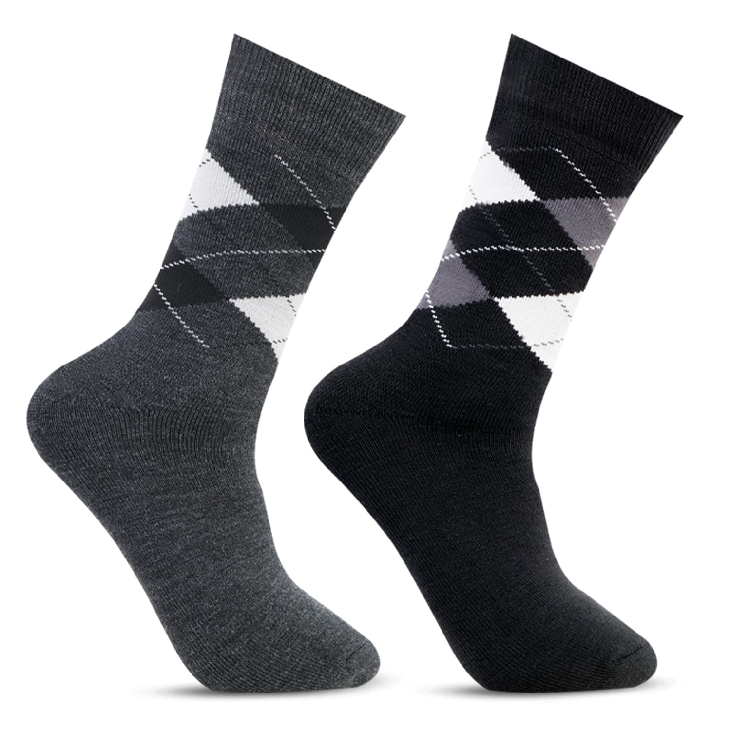 Men Classic Argyle Multicolored Woolen Socks- Pack of 2-image-20