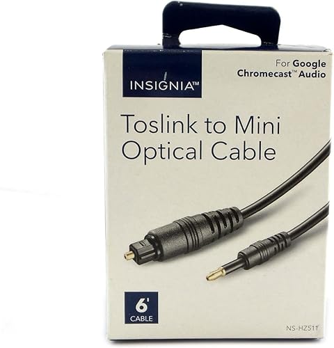 Insignia - Cable óptico Toslink a mini Toslink Chromecast de 6' - Negro NS-HZ511