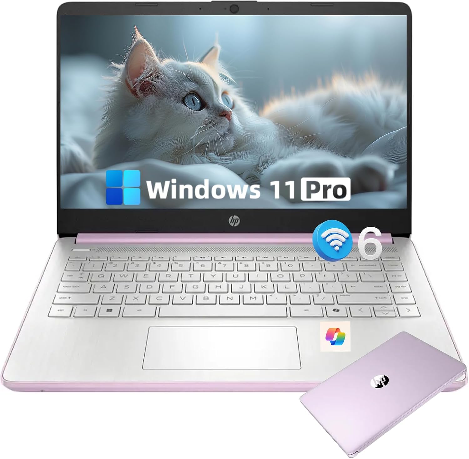 HP 2025 Student Business Laptop, Intel N150 CPU(Beats N4120), 14in LED Screen, 16GB RAM, 128GB UFS+256GB MSD Storage, Wi-Fi 6, Copilot AI,Windows 11 Pro, Honey Lavender