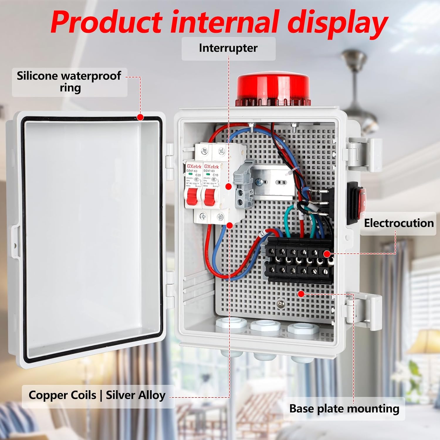 Sump Pump Alarms-Indoor/Outdoor High Water Septic Tank Alarm- 12ft Level Float Switch-with 110dB Loud Alarm and Large LED Indicator Lights-Ideal for Septic Sump Pump Pond Water Tank