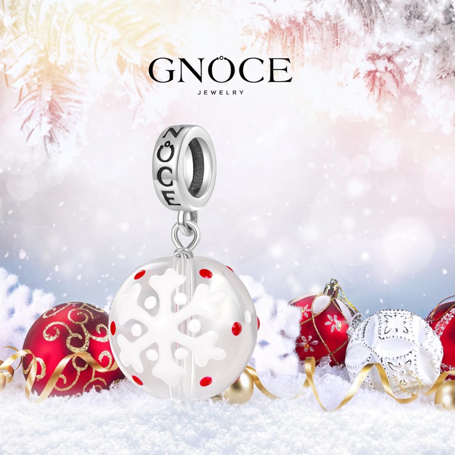 GNOCE Snow Globe Pendant Charm Sterling Silver Dangle Christmas Charm Fit Bracelet/Necklace for Women Wife/Jewelry Gift - Image 3