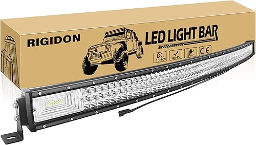 RIGIDON Barra de luz LED curvada de 52 pulgadas y 675 W con conector DT, combo de punto de inundación de triple fila de 67500 lm, barra de luz