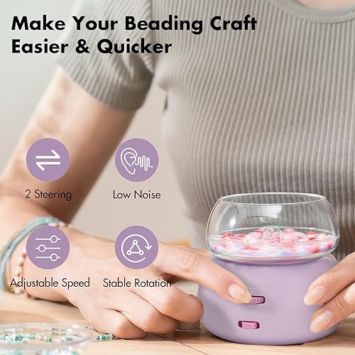 Miniatura 3 de Beadact Girador eléctrico de cuentas, girador de cuentas a batería, hilador de cuentas de semillascuentas de arcilla con 2 agujas de cuentas para