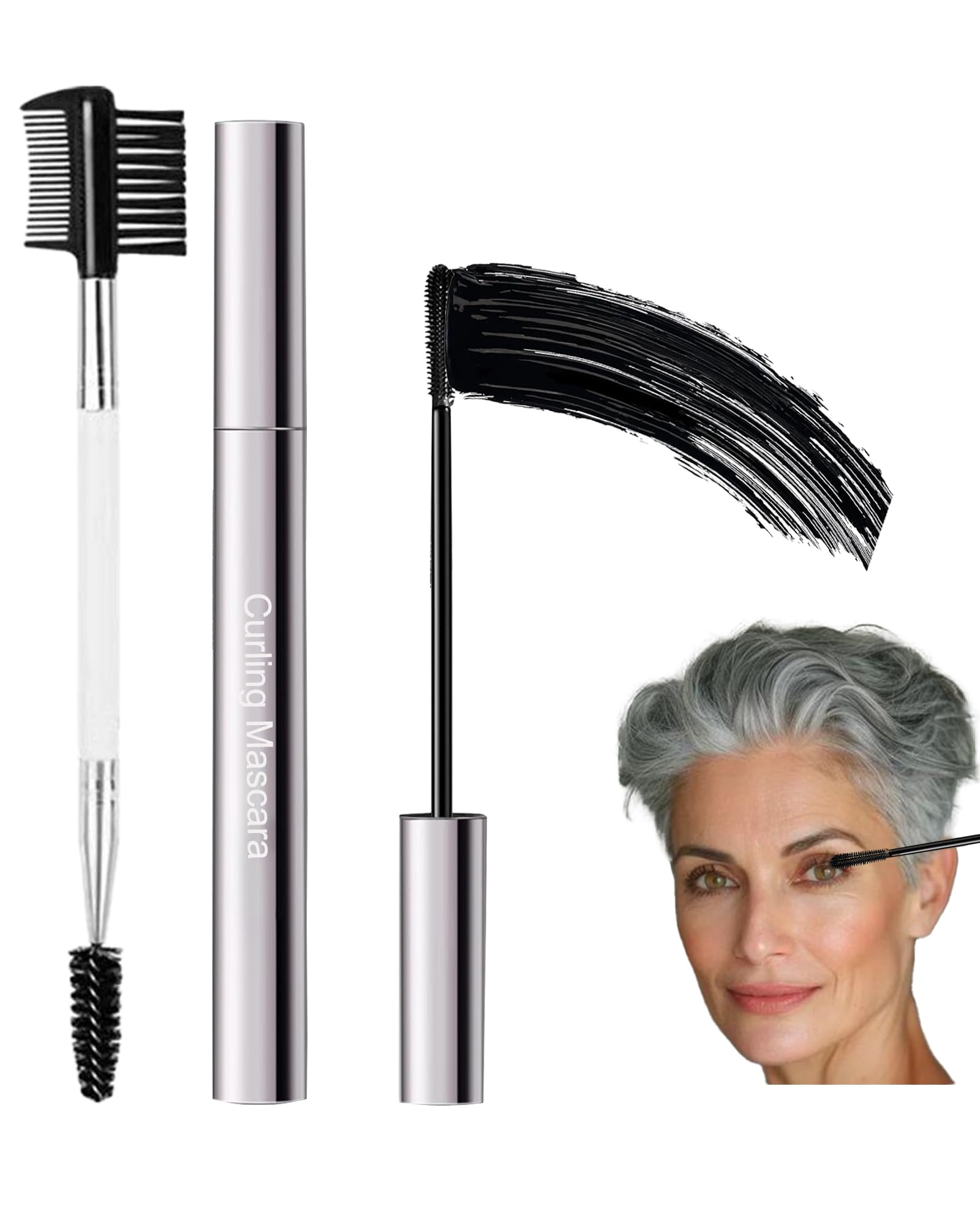 Black Mascara for Older Women 60 Plus, Waterproof Prime Volume and Length Mascara for Mature Women with Thinning Lashes,No Clumps,Long Lasting