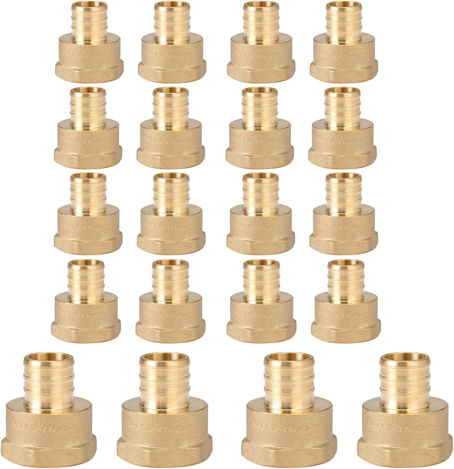 (Pack of 20) PEX 3/4" x 3/4" NPT Female Threaded Adapter,Brass Pex Crimp Adapters Fitting for PEX Pipes in Plumbing Jobs(PEX1807044-20Pack)