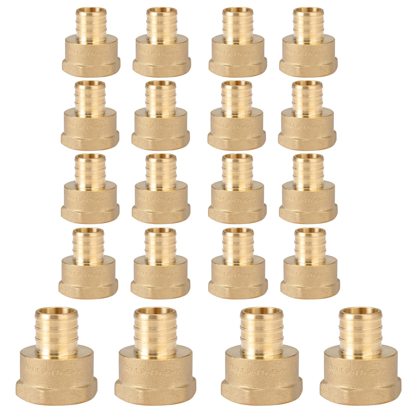 (Pack of 20) PEX 3/4" x 3/4" NPT Female Threaded Adapter,Brass Pex Crimp Adapters Fitting for PEX Pipes in Plumbing Jobs