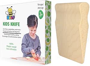 Bee9 Maple Wood Kids Knife, Kitchen Tool for Toddler and Kids Cooking. Toddler Knife/Montessori Kitchen.