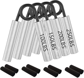 4 Pack (100/150/200/250lbs) Metal Hand Grip Strengthener Workout Equipment Exerciser Strength Trainer Strengthener Grip TrainerWrist Forearm Exercise for Beginners And Professionals Arm Muscle Builder Home Office Gym