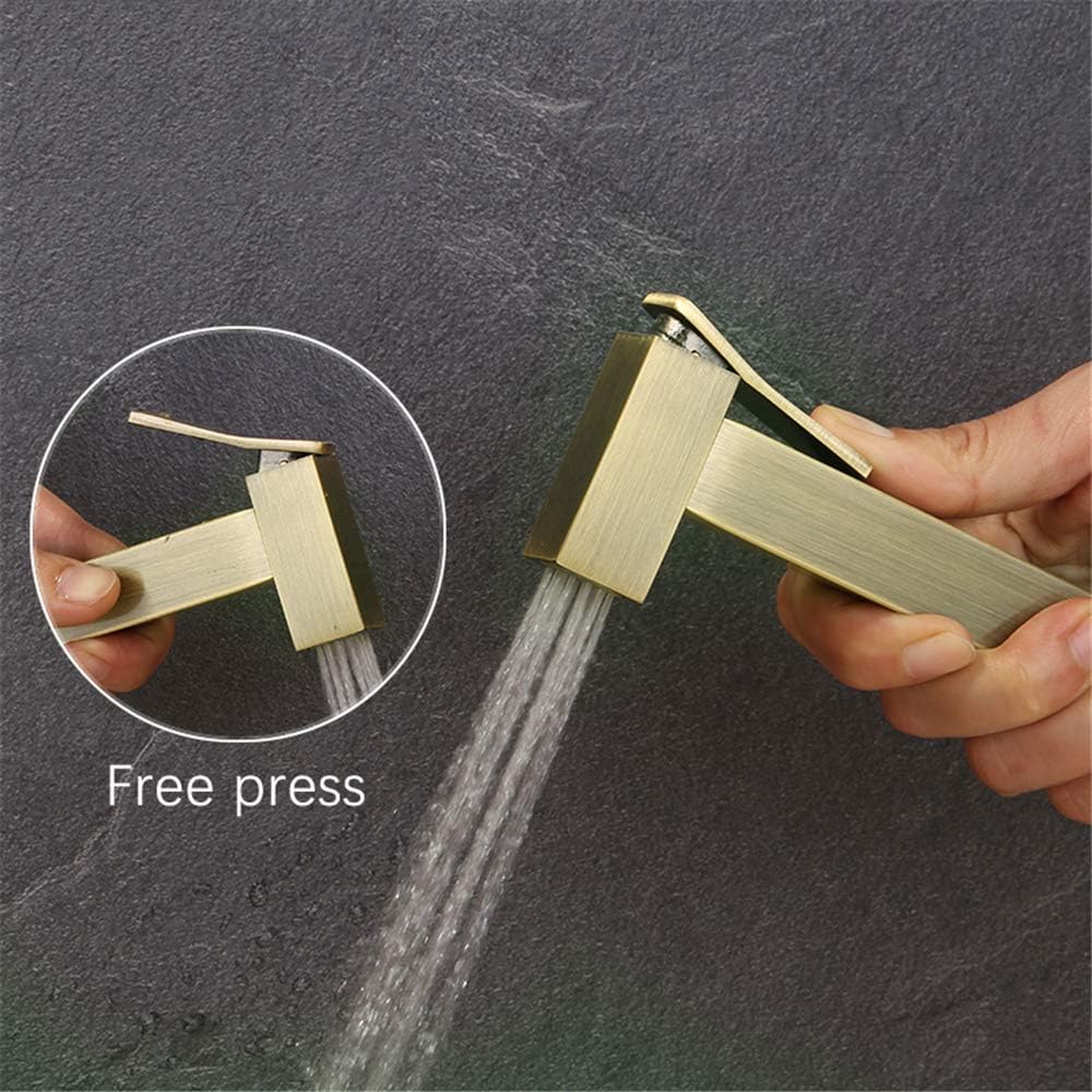 Hot and Cold Toilet Bidet Sprayer, Hand Shower, Antique Bronze Solid Brass Mixer Valve Faucet(A Set)