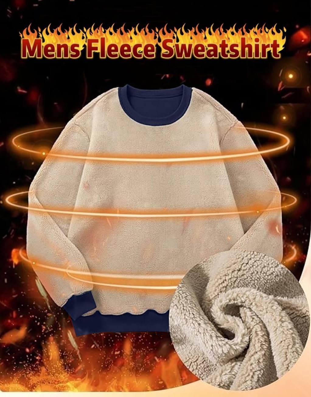 STICKON Men's Sherpa Lined Sweatshirts Heavyweight Warm Long Sleeve Crewneck Sweater Winter Fleece Pullover - Image 4