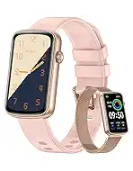 RUIMEN Fitness Tracker, Fitness Watches for Women Men with Heart Rate Monitor Blood Oxygen Sleep Tracker Pedometer, 1.47" Smart Watch Step Calorie Counter for Android iOS IP68 Waterproof (Pink)