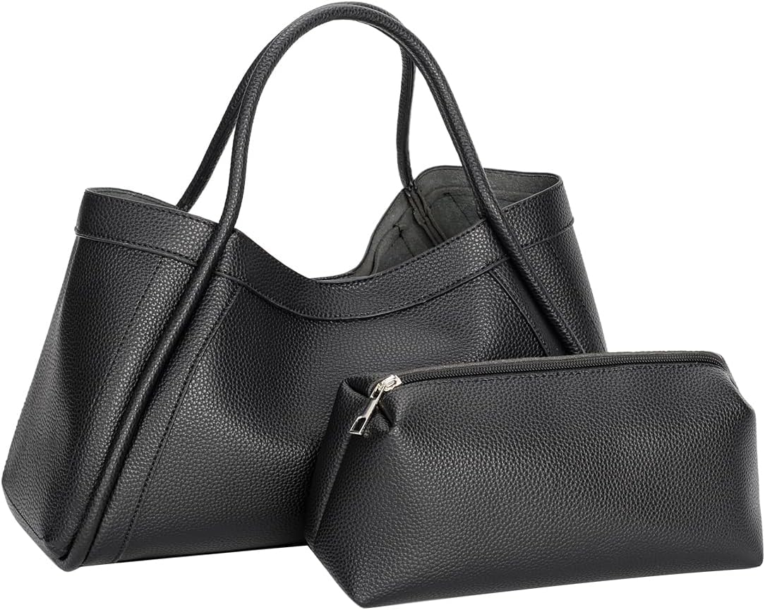 ICOLRAE Vegan Faux Leather Top Handle Handbag for Women Commute Tote Hobo Shoulder Bag with Purse for Everyday Office