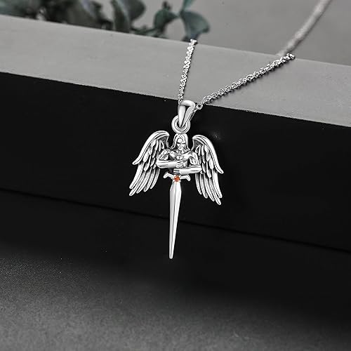 Miniatura 5 de EXRANQO AnkhEye of HorusSt MichaelPeace Sign Necklace 925 Sterling Silver Egyptian Protection Necklace Jewelry Gifts for Women Men