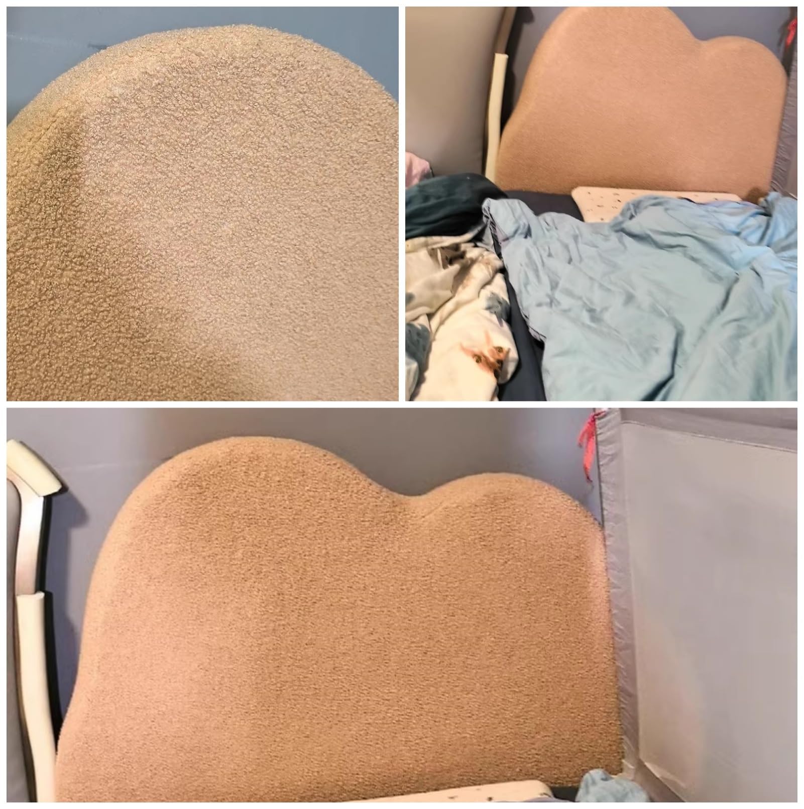 Funda para cabecero con forma de nube francesa, color blanco, 140 x 65 cm, agradable a la piel y gruesa, anticolisiones, extraíble y lavable, respaldo grande