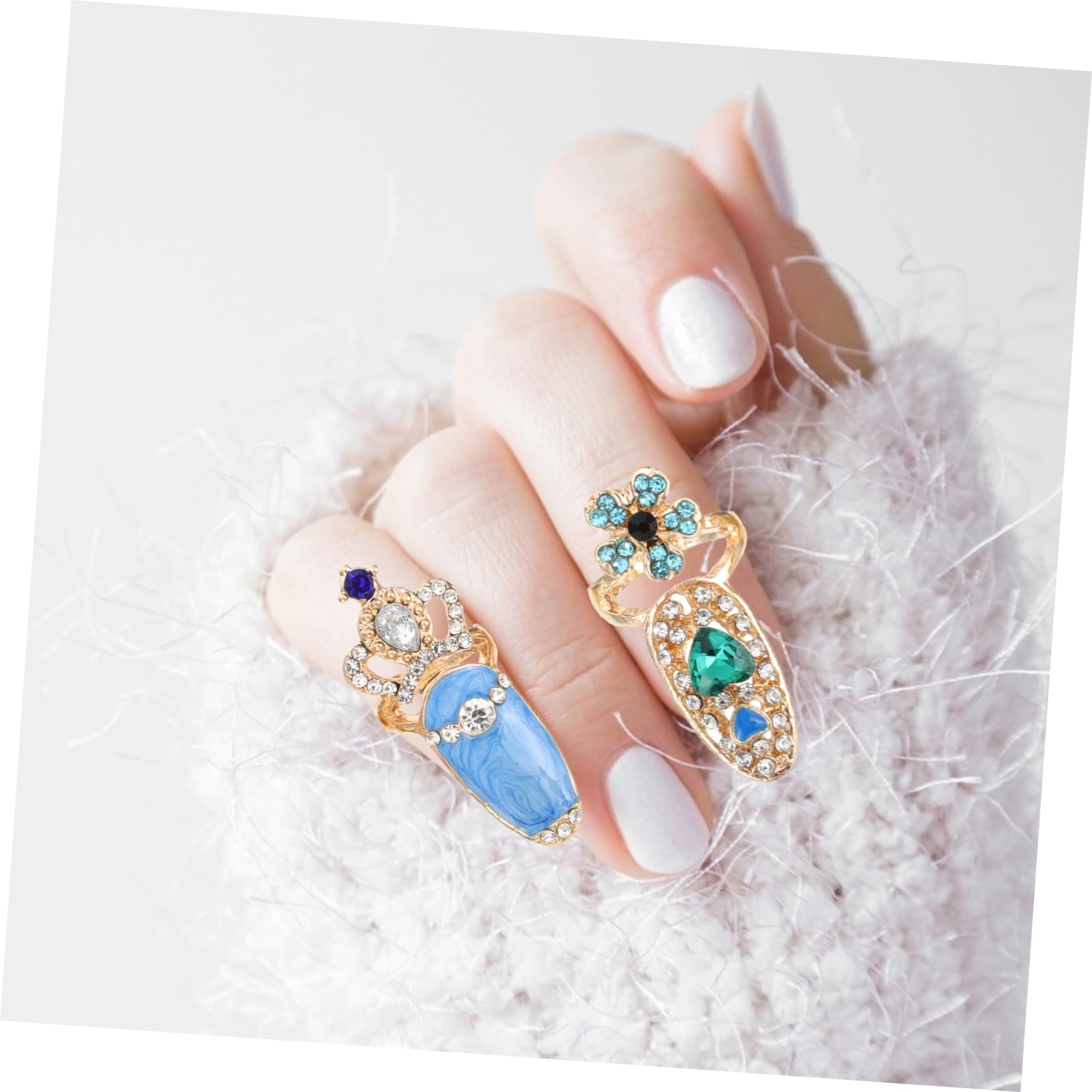 24pezzi Anelli Decorativi Per Unghie Accessori Per Nail Art Eleganti Per Feste e Cerimonie Completo Per Manicure e Decorazioni Per Unghie