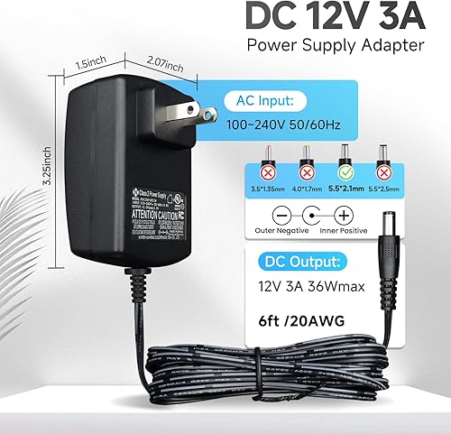 Miniatura 2 de Adaptador de fuente de alimentación de 12 V, 3 A, adaptador de conmutación de 3000 mA 36 W CA, 12 V, 500 mA, 1A, 1,5 A, 2 A, 2,5 A, 3 A, para tira