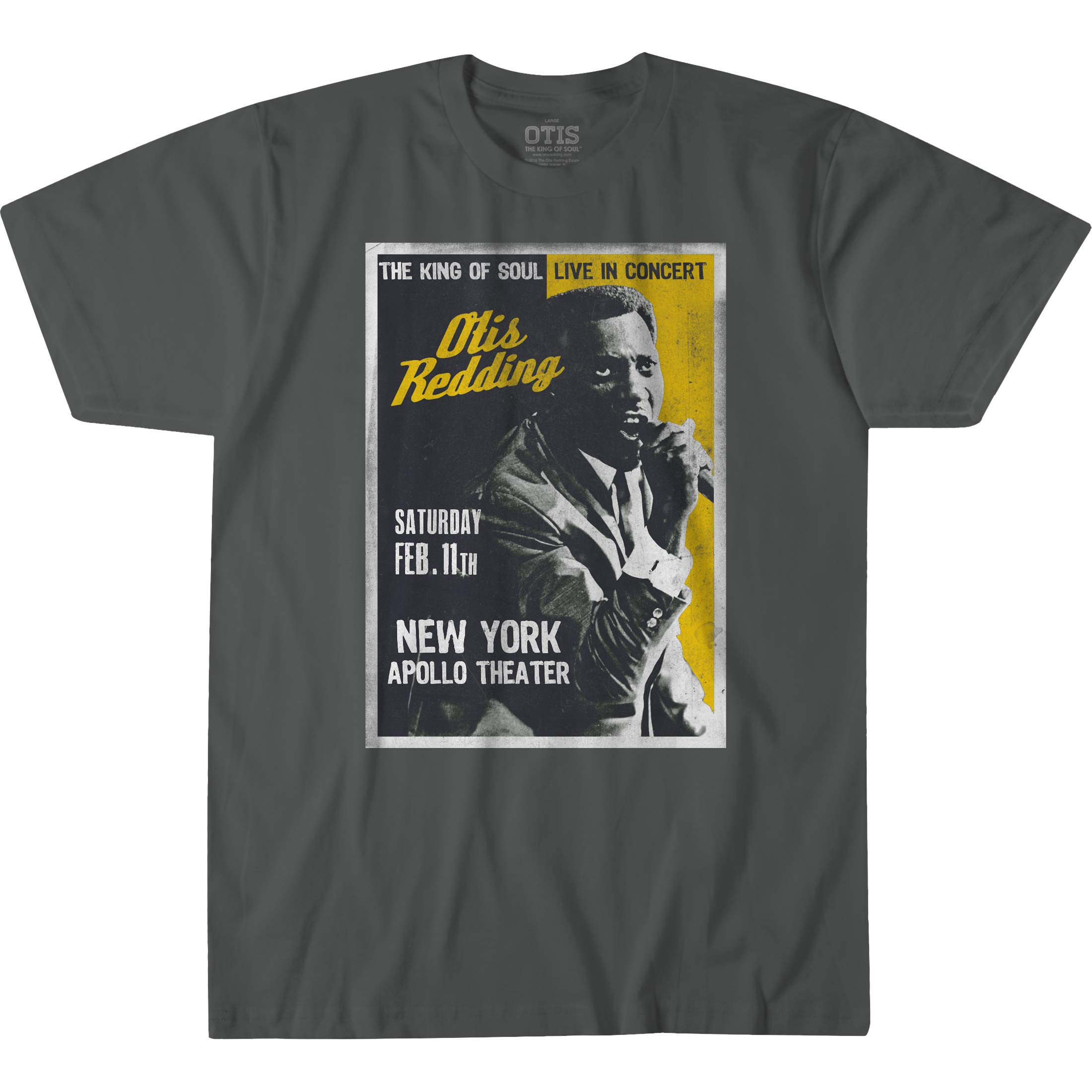 Liquid Blue Otis Redding King of Soul Apollo Theatre - Maglietta a maniche corte, Carbone, Medium