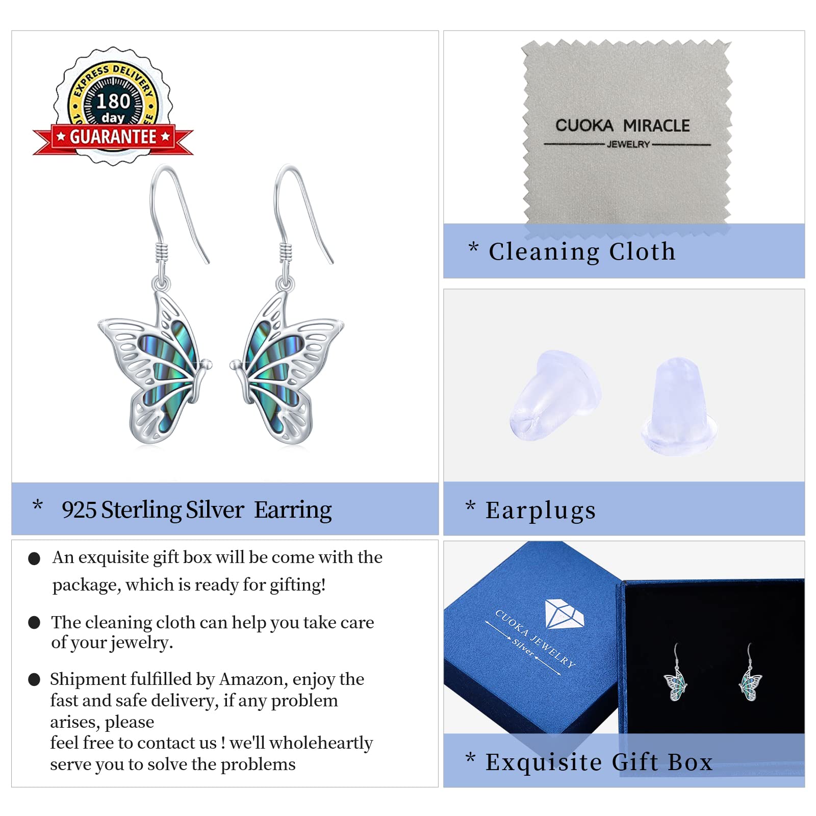Pendientes colgantes de mariposa de plata de ley, hipoalergénicos, perfectos para orejas sensibles, regalo del día de la madre para mujeres y amantes de las mariposas, vienen con caja de regalo, 0.66