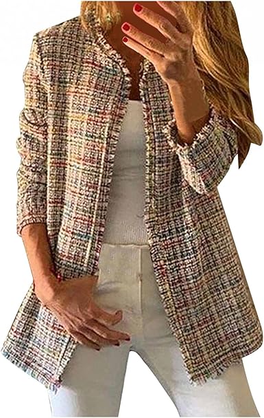 Chaqueta tweed larga Clearance